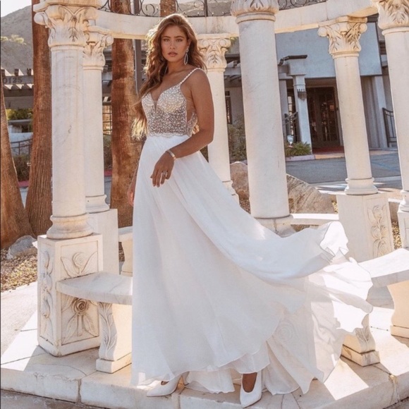 beaded rhinestone maxi dress Terani Couture 232GL1476 - Long Tulle Mermaid Dress main image 0